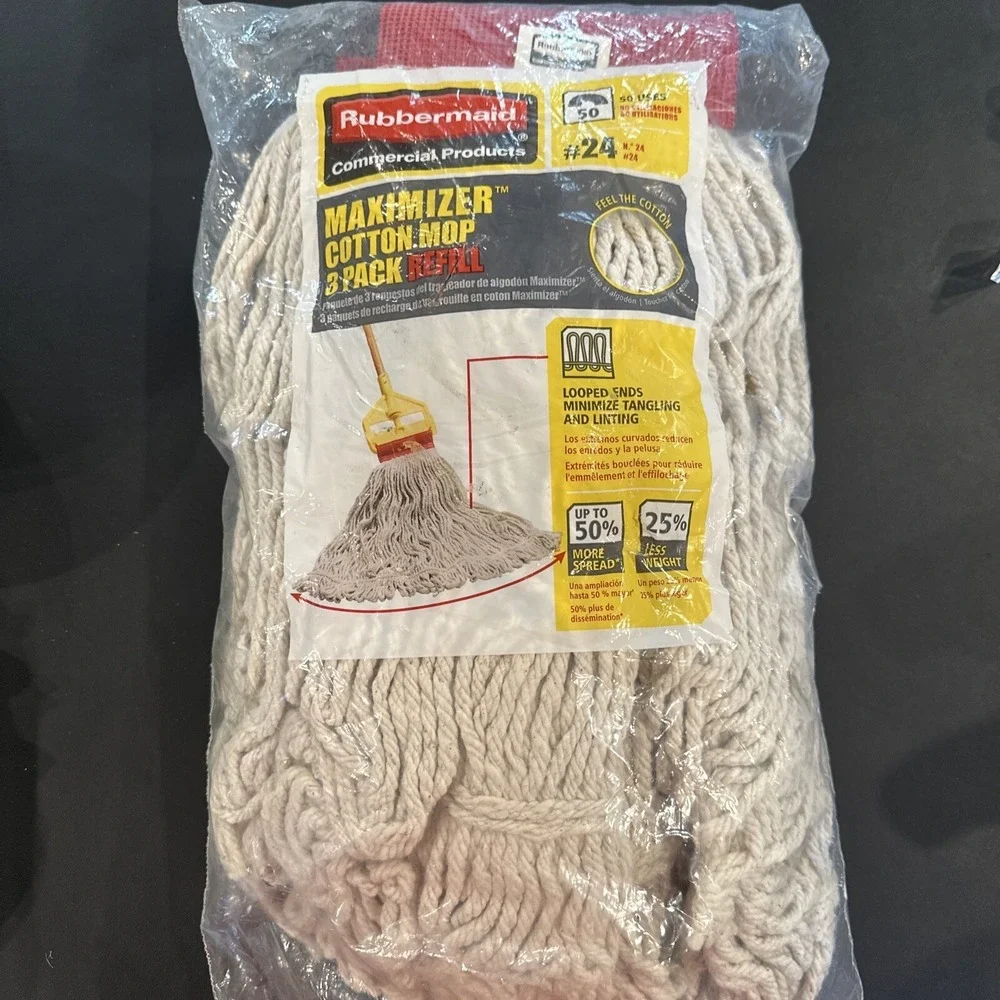 Rubbermaid Commercial Products Maximizer Cotton Mop 3 Pack NEW!!!